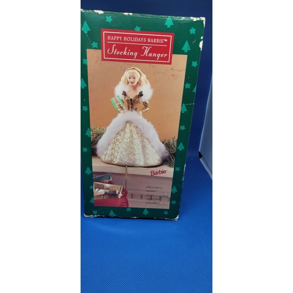 Collector Hallmark Barbie Stocking Holder Hanger gold dress 1995